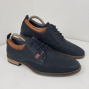 Bullboxer Fynnlee Navy Blue Perforated Leather Derby Shoes Mens 9 EUR 42